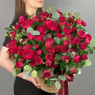 цветы Букет Art Flowers Спрей розы в корзине 21 шт