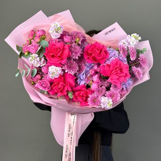 цветы Букет Розовая акварель