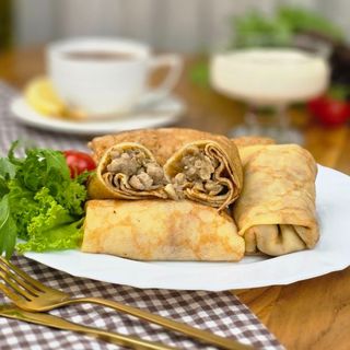 Сиыр еті мен тауық еті қосылған құймақтар 75г / Блины с говядиной и курицей 75гр