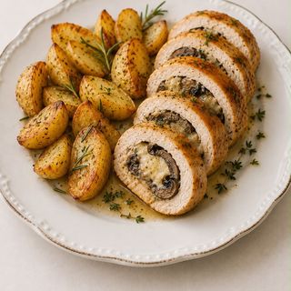 Куриный рулет с шампиньонами