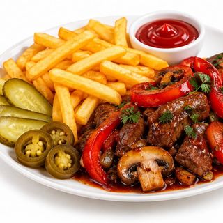 Мясная тарелка с фри