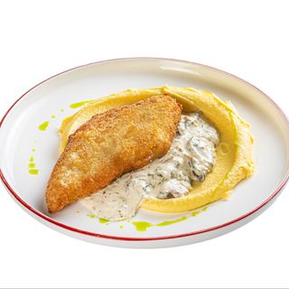 Судак по-тоскански с картофельным пюре