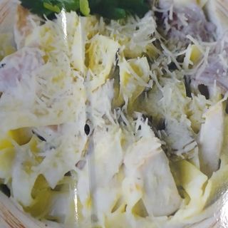 Тальятелле с ветчиной и грибами 