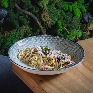 Спагетти с копченой кониной