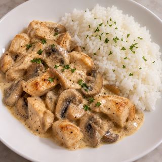 Курица с грибами с рисом (350гр)