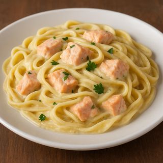 Фетучини с лососем