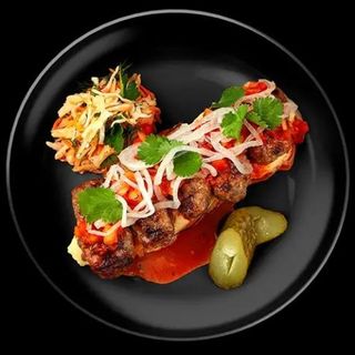 Кебаб мясной с овощами