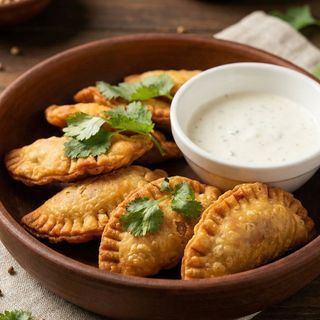 Мини чебуреки с брынзой и зеленью