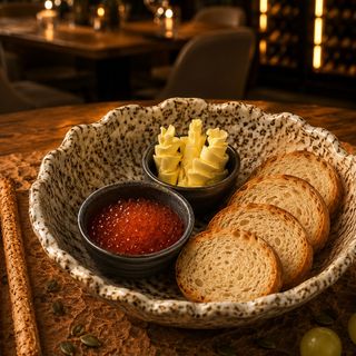 Красная икра с брускеттами и сливочным маслом (150г)