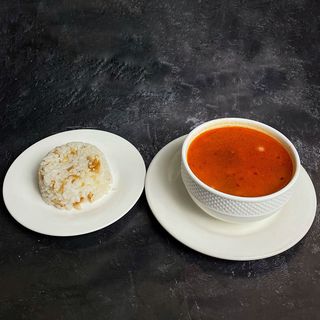 Фасолевый суп + гарнир рис