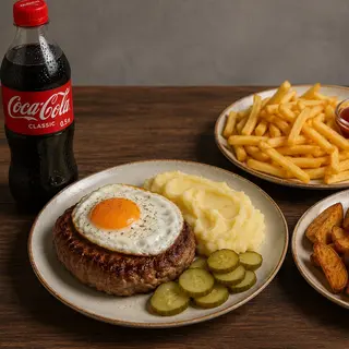 Комбо бифштекс с Coca-Cola