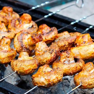 Грибы на мангале