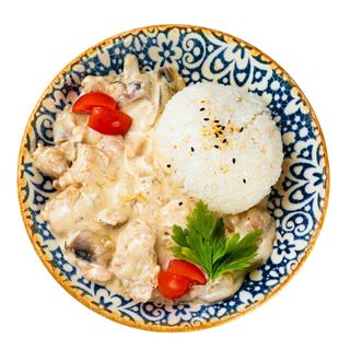 Курица в сливочном соусе с рисом(450г)
