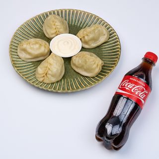 Манты с мясом (5шт.) + Напиток 0.5