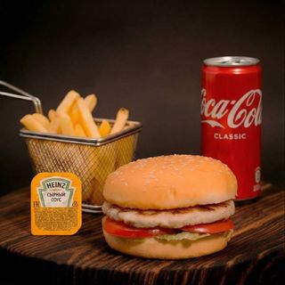 Комбо куриный гамбургер одинарный(590г)