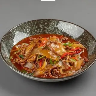 Толстая фунчоза с мясом