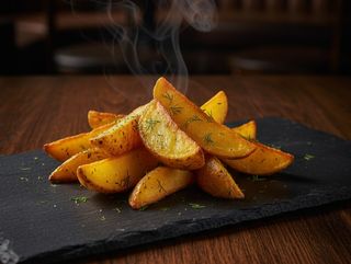 Картофельные дольки с зеленью и чесноком