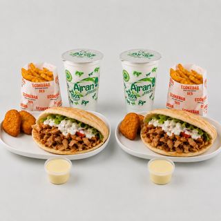Комбо Пита на двоих (4 шт наггетсы, 2 порции фри, 2 соус, 2 айран)