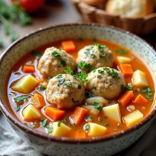 Лама-суп с фрикадельками