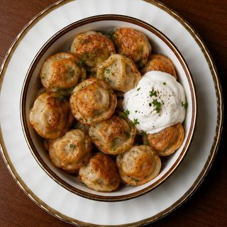 Жареный пельмени