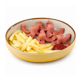 Сосиски с картофелем фри и кетчупом 190гр