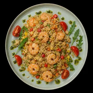 Жаренный рис с креветками