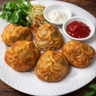 Манты рубленые жареные с говядиной