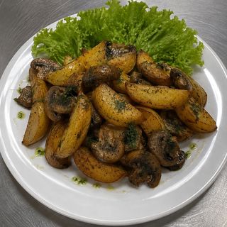 Картофельные дольки с шампиньонами