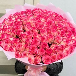 Моно-букет с открыткой роза 101 шт 80 см