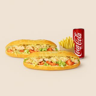 2 Menus poulet + Boisson + frites