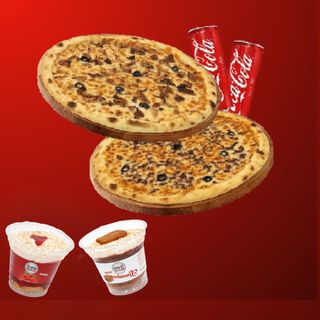 Pizza duo + 2 boissons + 2 tiramisus au choix