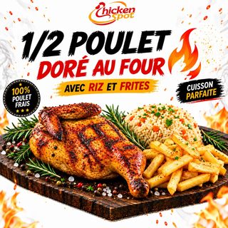 1 demi Poulet Riz et Frites