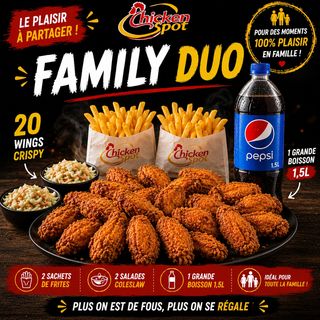 Box 20 Wings (20 Ailes 2 frites 2 salades boisson 1.5L)