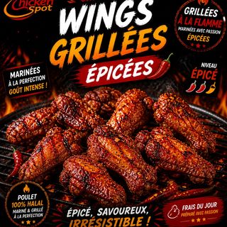 Chicken Grill - 6 Hot Wings (ailes de poulet) Grillé