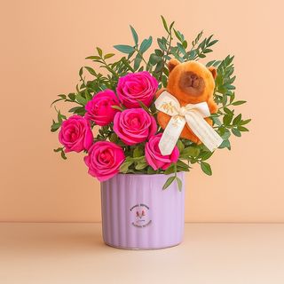 Composition Roses & Doudou