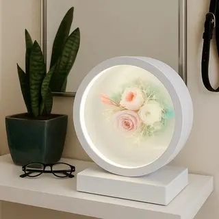 Lampe LED avec Fleurs Rose Bébé et Boîtier Blanc