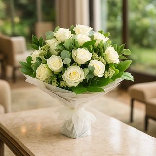 Bouquet 12 Roses Blanche