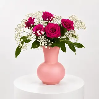 Bouquet et Vase Rose pour Maman