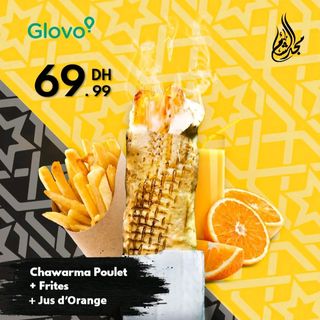Chawarma poulet + Frites + Jus d'orange