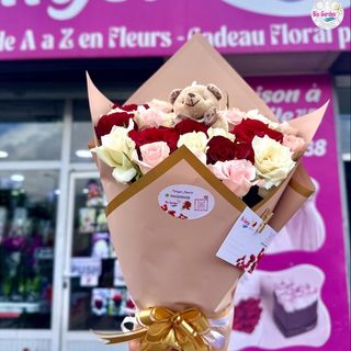 Bouquet Coloré avec Ourson