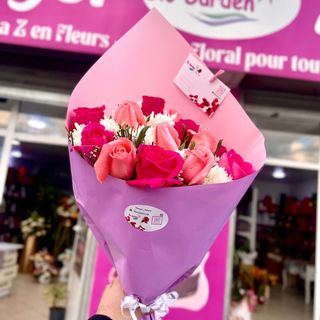 Bouquet à Main Rose & Blanc
