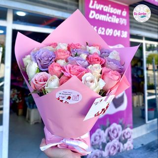 Bouquet "Douceur de Pastel" - Roses Lilas et Roses