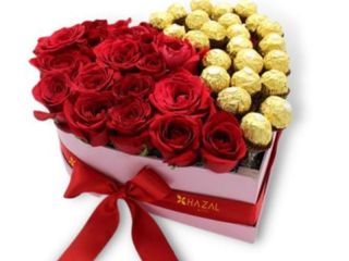 Box de fleurs et chocolat