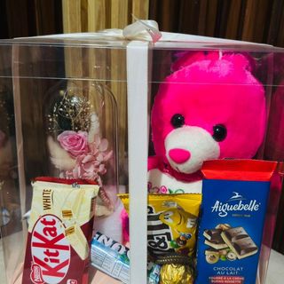 Sweet Surprise Gift Box – Teddy, Rose & Chocolates AND ROSE ETERNEL