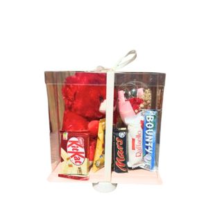 Sweet Surprise Gift Box – Teddy, Rose & Chocolates  AND ROSES  Artificielles