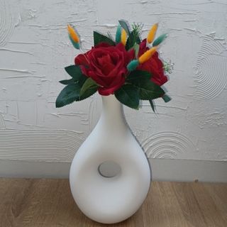 DONUTTO FLORAL - Composition fleurs artificielles Rouges et séchés