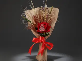 DarNowar - Bouquet Champêtre Chic : Rose & Jute -