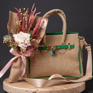 DarNowar – Signature Émeraude – Duo Sac & Bouquet Artisanal