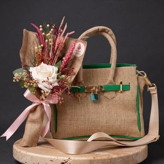 DarNowar – Signature Émeraude – Duo Sac & Bouquet Artisanal