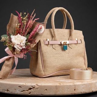 DarNowar – Signature Rose – Duo Sac & Bouquet Artisanal